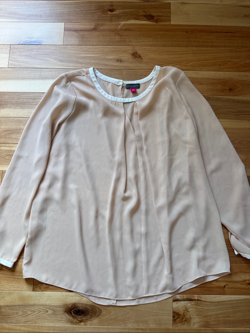 Vince Camuto Blush Pink Blouse with Cream Trim
